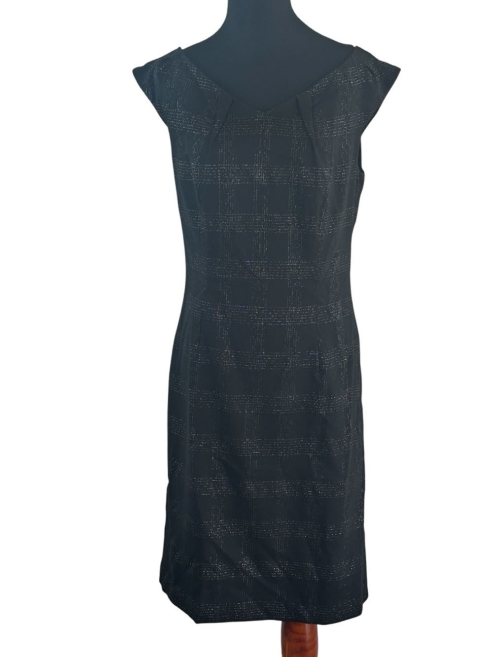 Mossimo Stretch Black Sheath Dress Size 6 Subtle Shimmer Plaid Minimal Chic